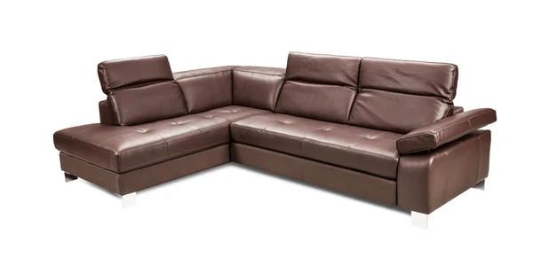Luksusowa skórzana sofa na białym tle — Zdjęcie stockowe
