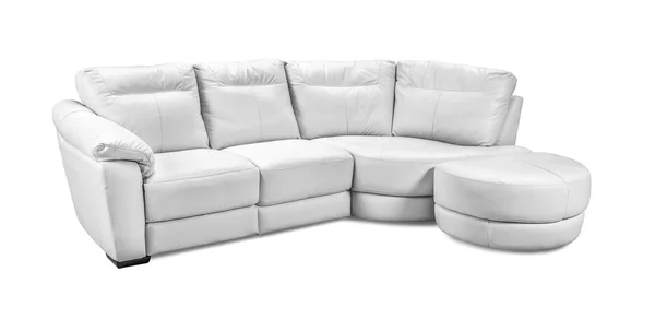 Luxury leather corner sofa isolated on white background — ストック写真