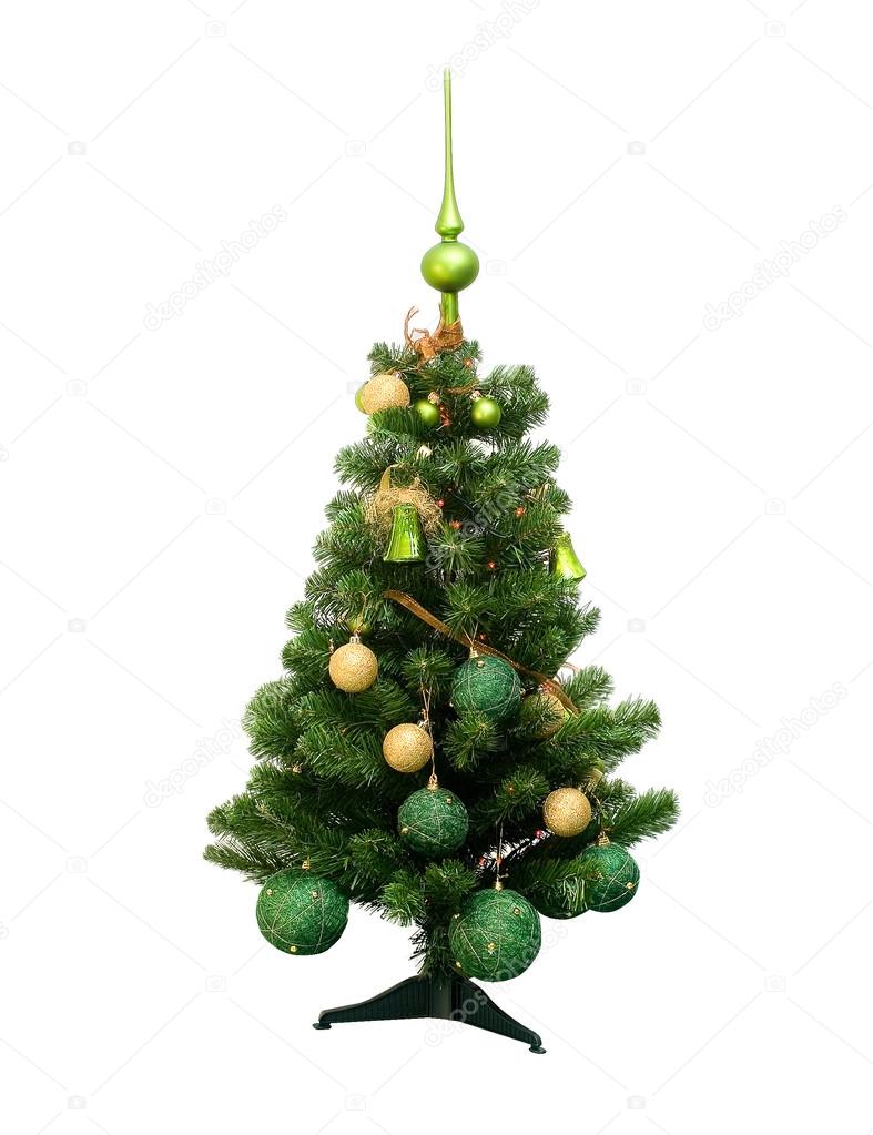 Plastic Chrismas tree with green top isolated on white backgroun