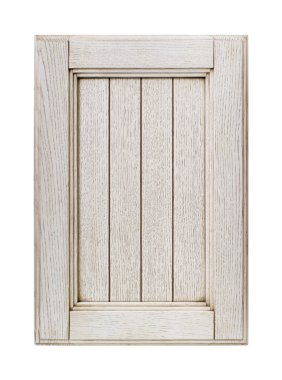 Açık mutfak ahşap çerçeve kabine kapı üzerinde beyaz izole