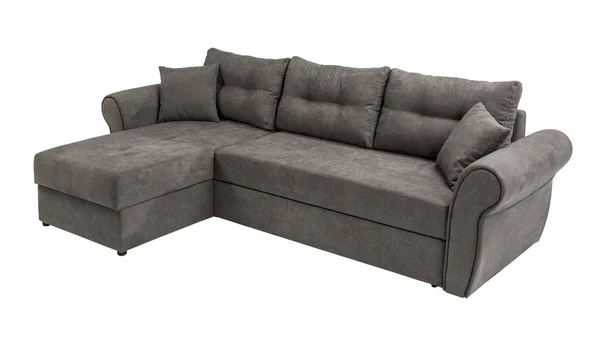 Угловой диван с подушками на белом фоне с вырезкой — стоковое фото