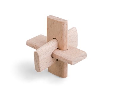 Beyaz Kırpma yoluyla izole ahşap beyin puzzle oyunu