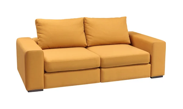 Bekleding sofa set met kussens geïsoleerd op een witte achtergrond met uitknippad — Stockfoto
