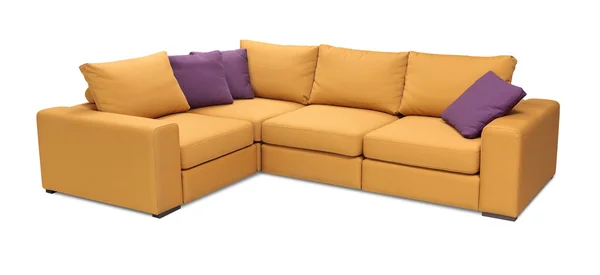 Sofa pendorong diset dengan bantal yang diisolasi pada latar belakang putih dengan tapak kliping — Stok Foto