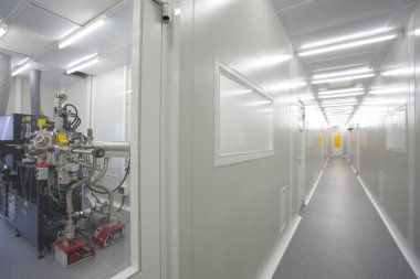 Cleanroom in nuclear research centre, molecular beam epitaxy clipart