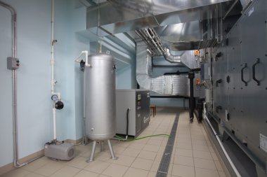 Cleanroom in nuclear research centre, air filtration clipart