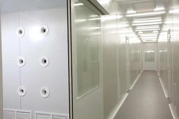 Cleanroom in nuclear research centre, hall and air shower