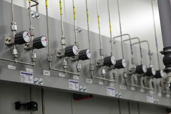 Cleanroom in nuclear research centre, gas pipeline