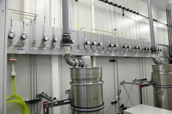 Cleanroom in nuclear research centre, gas pipeline