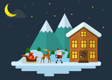 Noel Baba hediyeleri Noel için getiriyor
