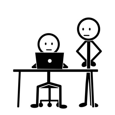 Stickman working hard under strict boss supervision.