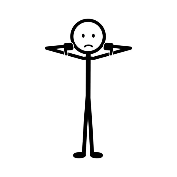 Stickman illustration showing thumb down with sad face.