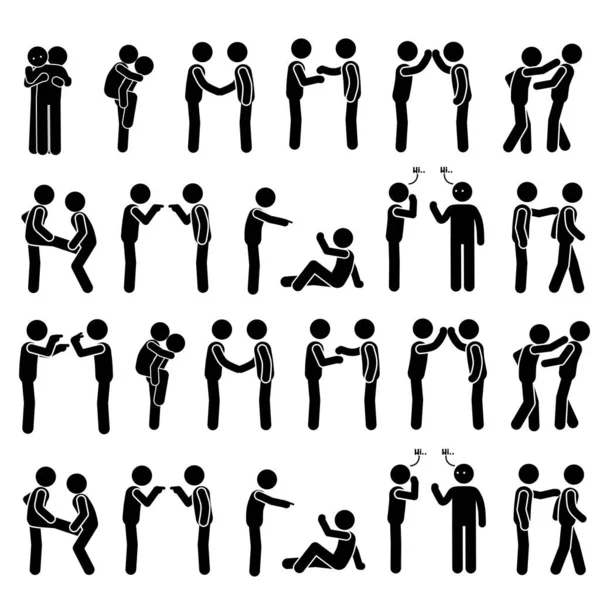 Düz çizgi figür ve insan piktogram sembolü kümesi