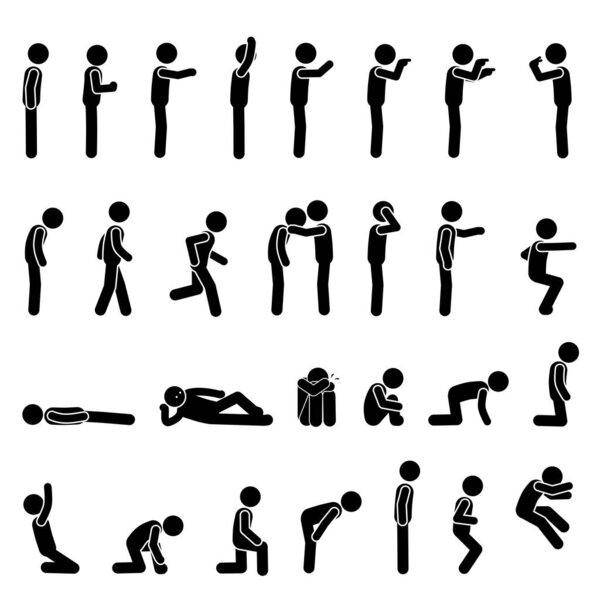 Set of stick figures and minimal pictogram icons