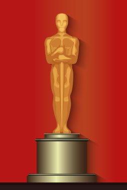Altın oscar film ödül heykelciği izole.