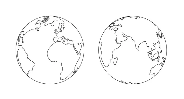 Monde planète Terre globe contour icône illustration isolé . — Image vectorielle