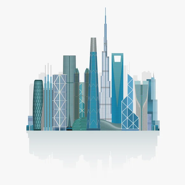 Ciudad moderna skyline alta ilustración vectorial detallada . — Vector de stock