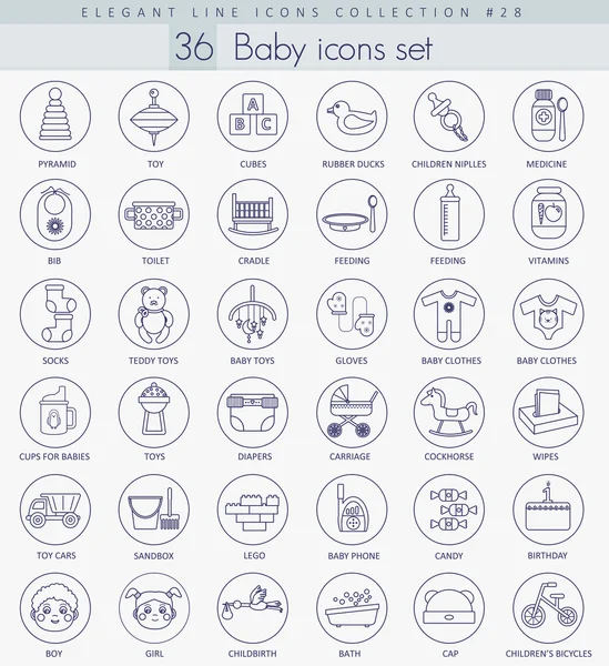 Vektor Baby Outline Icon Set. elegantes Design mit dünnen Linien. — Stockvektor