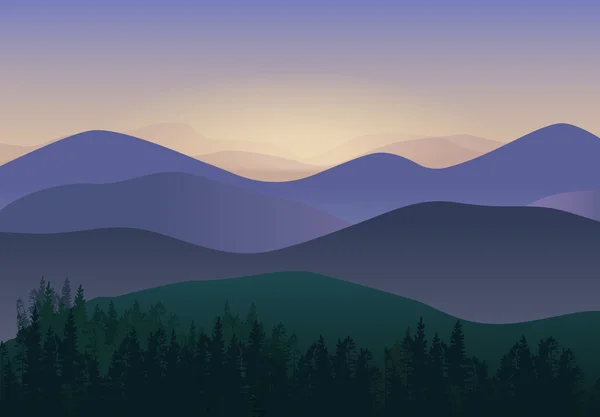Ilustração vetorial com vista para as Montanhas Panorama. Cenário de natureza maravilhosa . — Vetor de Stock