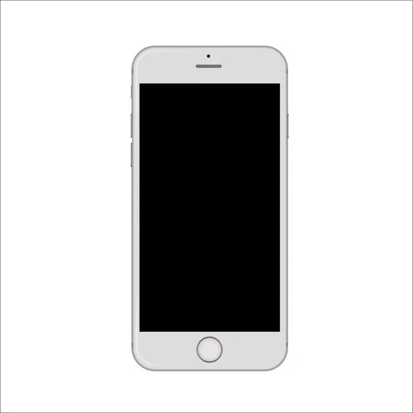 Nuova versione di smartphone sottile bianco con schermo nero vuoto isolato . — Vettoriale Stock