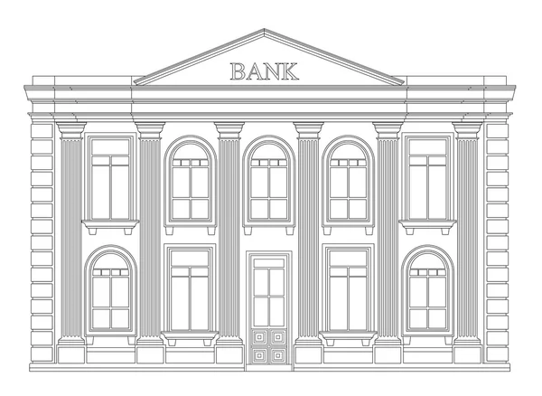 Umrisse von Bankgebäuden isoliert. elegante dünne Linie Stil Zeichnung Design. — Stockvektor