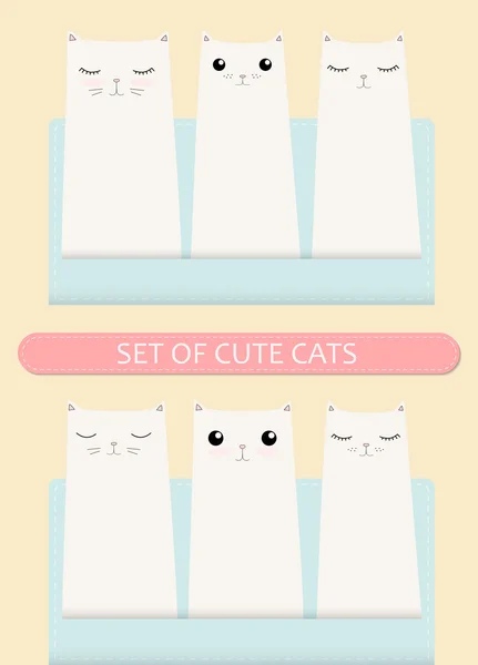 Kittens pocket greeting birthday atau shower card poster konsep. Set cat . - Stok Vektor