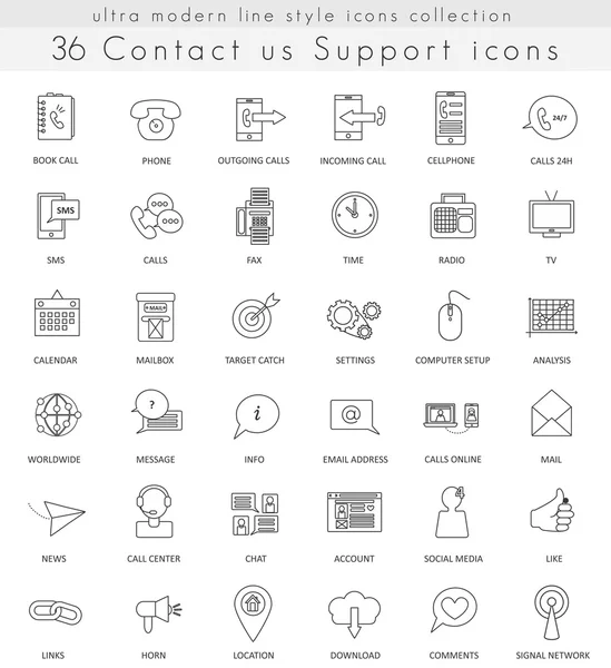 Свяжитесь с нами Поддержка ультрасовременных контуров иконки для веб и приложений . — стоковый вектор