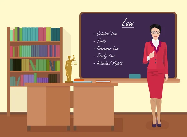 School recht vrouwelijke docent in doelgroepklasse concept. Vector illustratie. — Stockvector