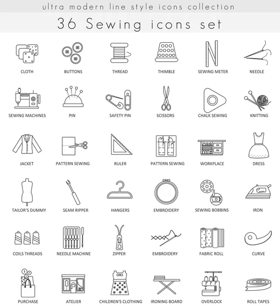 Vector Costura iconos contorno ultra moderno para la web y aplicaciones . — Archivo Imágenes Vectoriales