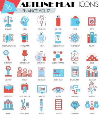 Vektör Finans ultra modern anahat artline düz çizgi simgeler web ve apps.