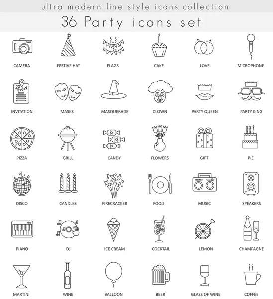 Vector Party iconos contorno ultra moderno para la web y aplicaciones . — Vector de stock