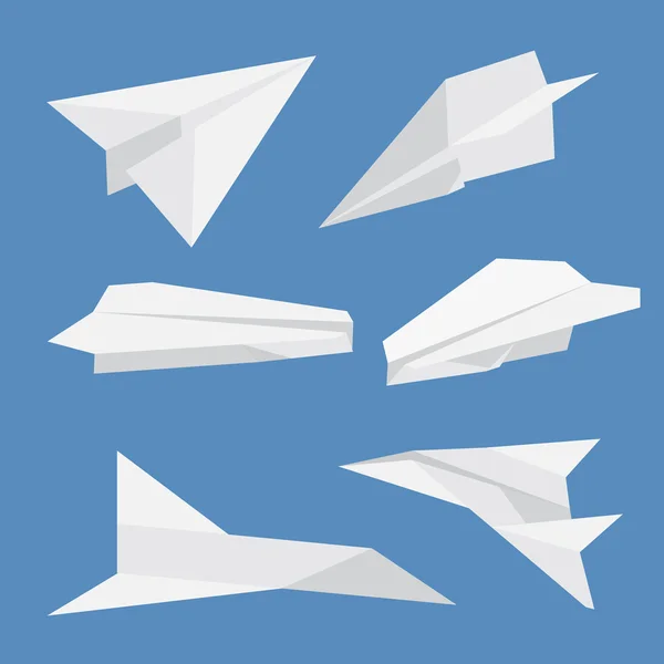 Conjunto de aviones de papel aislados. Ilustración vectorial . — Archivo Imágenes Vectoriales