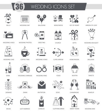 Vektör parti siyah Icon set. Koyu gri klasik simgesi tasarım web için.