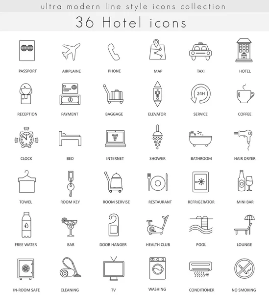 Icônes de ligne de contour ultra modernes de Vector Hotel pour le Web et les applications . — Image vectorielle