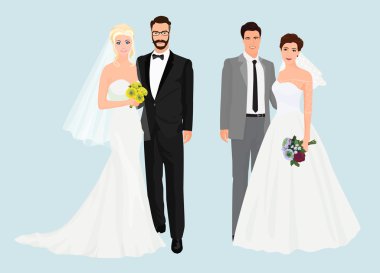 Güzel şık düğün koleksiyonu kümesi çiftler.