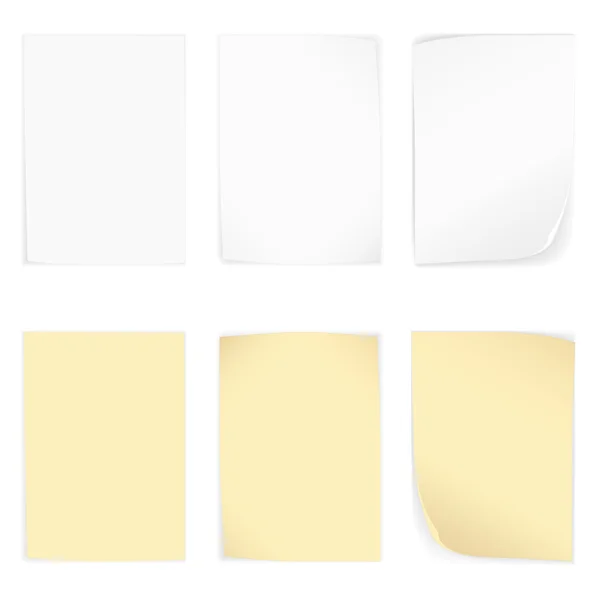 Jaune et blanc bâton papier de note blanc ensemble — Image vectorielle