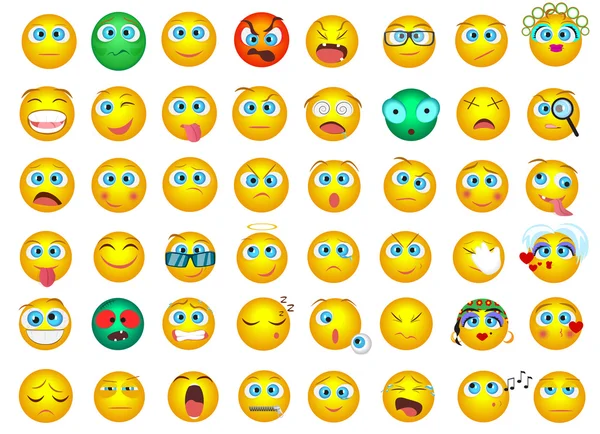 Mega big collection set of Emoji face emotion icons isolated. — Stock Vector