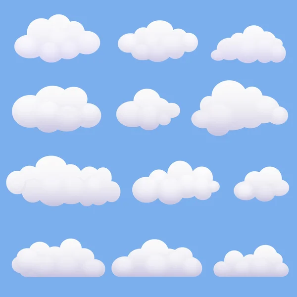 Weiche Cartoon-Wolken auf blauem Hintergrund. — Stockvektor