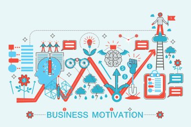 Modern düz ince çizgili Tema iş motivasyon ve discilpline kavramı için web banner Web sitesi, sunma, el ilanı ve poster.