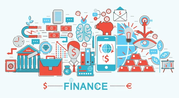 Diseño moderno de línea plana delgada Concepto financiero y bancario para sitio web de banner web, presentación, volante y póster . — Archivo Imágenes Vectoriales