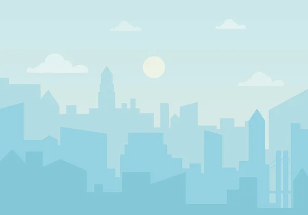 Sonne Tag Ozon in der Stadt. Stadtbild Silhouette Vektor Illustration. — Stockvektor