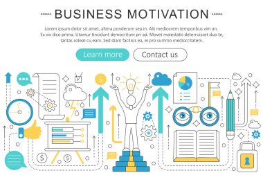 Vektör zarif ince çizgi düz modern Sanat tasarım İş motivasyon disiplin kavramı. Web sitesi üstbilgi afiş öğeleri düzeni. Sunum, el ilanı ve poster.