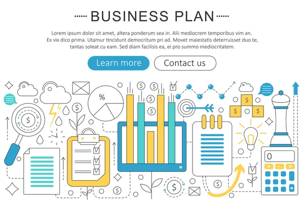 Vektor elegant dünne Linie flache moderne Kunst Design Business Finance Plan Konzept. Website-Header-Banner-Elemente Layout. Präsentation, Flyer und Plakat. — Stockvektor