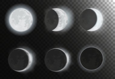 Gece dolunay gezegen ilerler gece galaksi gökyüzünde aşamaları. Gece uzay astronomisi.