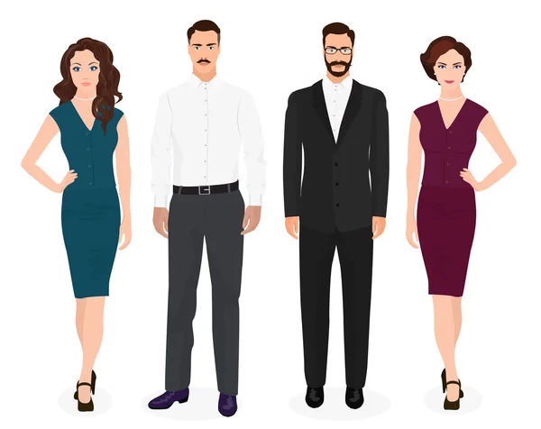 Guapo jóvenes hombres con hermosas chicas mujer pareja aislado. Set de gente de moda . — Vector de stock