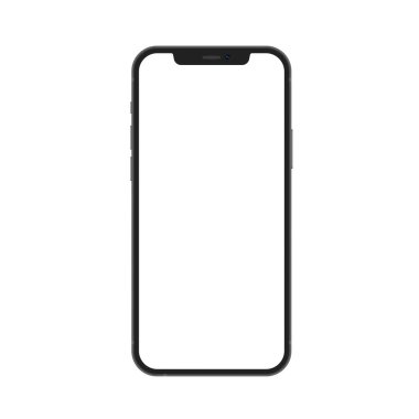 Siyah ve beyaz ince smartphone boş beyaz ekran ile yeni sürümü. Gerçekçi vektör çizim.