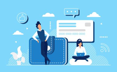 Smart wallet, online bank transaction service concept