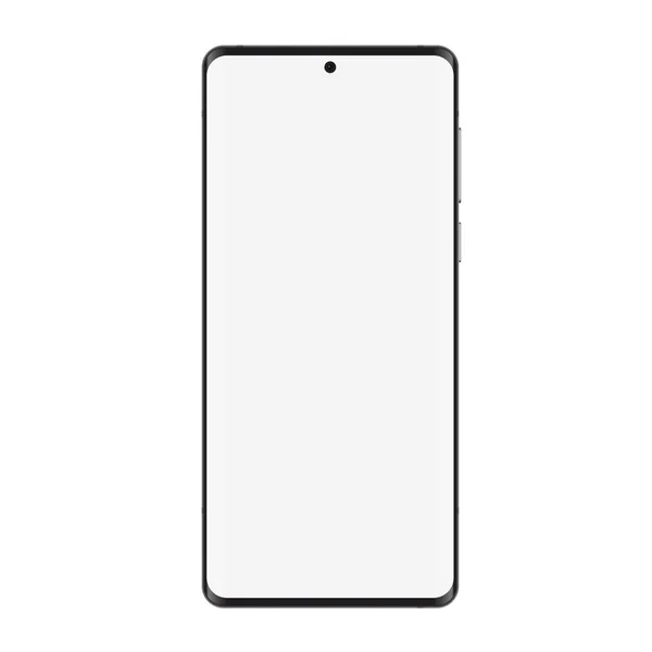 Smartphone realista vista frontal maqueta con pantalla en blanco — Vector de stock