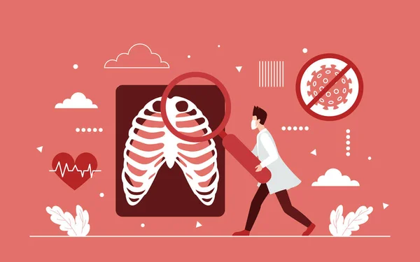 Lung health research, hospital radiology coronavirus results — Stockový vektor