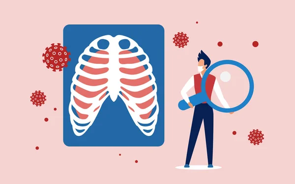 Lungs virus cell medical analysis, healthcare concept — 图库矢量图片